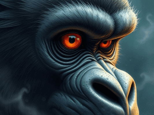 gorilla with dragon eyes