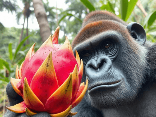 gorilla selfie dragon fruit