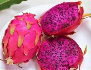 dragon fruit pink skin, purple flesh